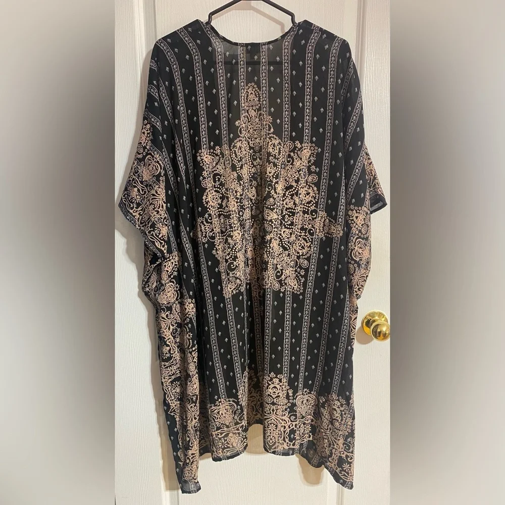 Umgee Oversized Boho Lightweight Coastal Side Slits Kimono Cardigan Size S/M - Picture 7 of 11